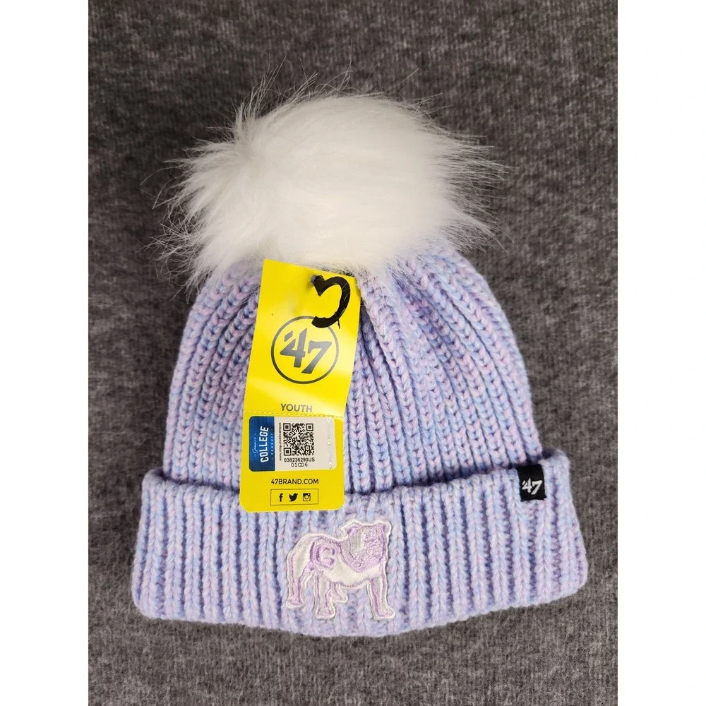 47 Brand Georgia Bulldogs Youth Sweet Mallow Cuff Knit Beanie Pink Lavender Pom